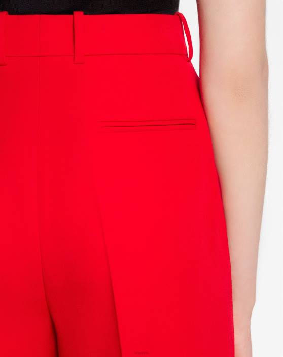 Lanvin sievietes bikses ar platām kājām 40LF465 apģērbs magoņu sarkans