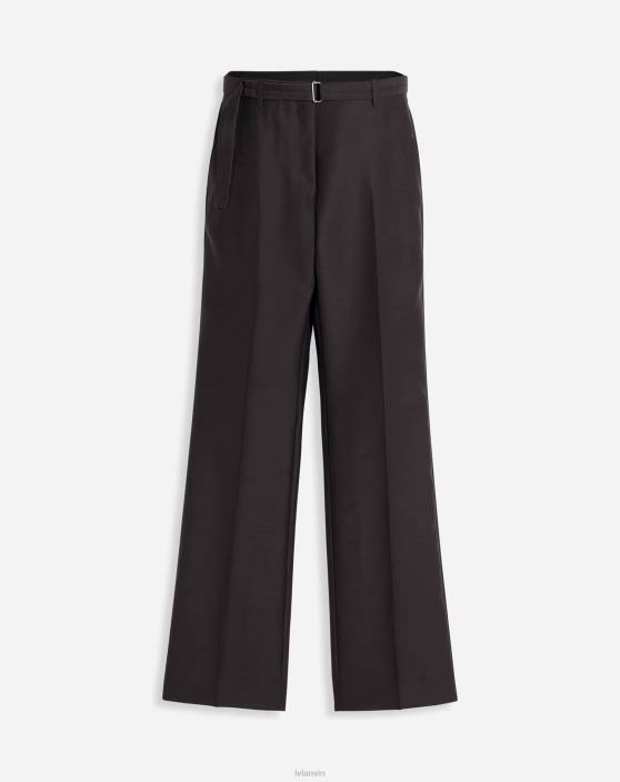 Lanvin sievietes taisnas bikses ar jostu 40LF461 apģērbs melnkoks
