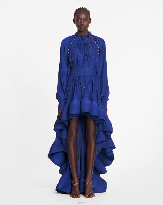 Lanvin sievietes asimetriska šarmūza kleita 40LF77 apģērbs indigo