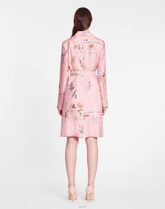 Lanvin sievietes kreklkleita no apdrukāta zīda 40LF91 apģērbs rozā
