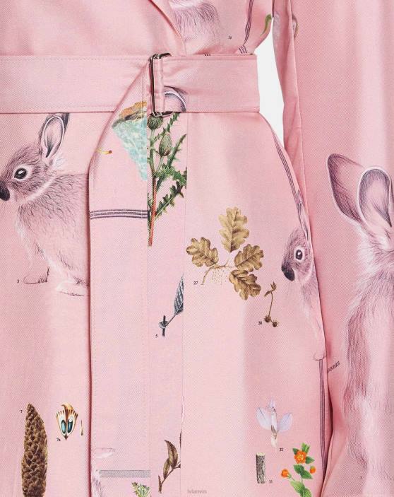 Lanvin sievietes kreklkleita no apdrukāta zīda 40LF91 apģērbs rozā