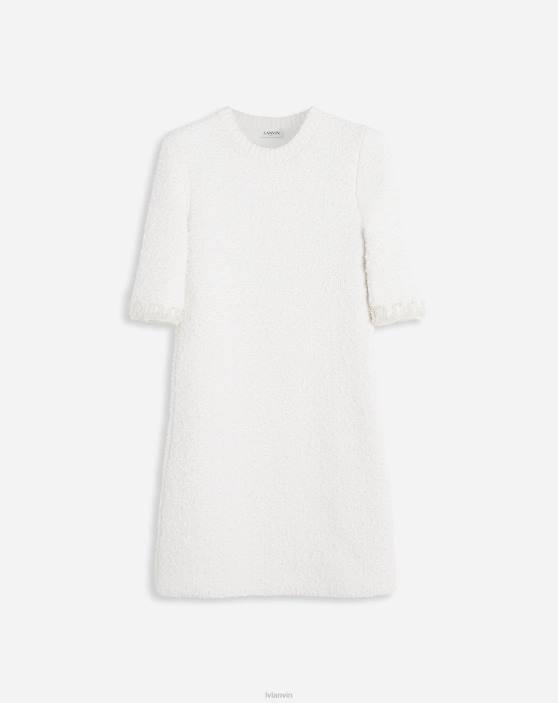 Lanvin sievietes mini izšūta kleita ar īsām piedurknēm no tvīda trikotāžas 40LF49 apģērbs ekru