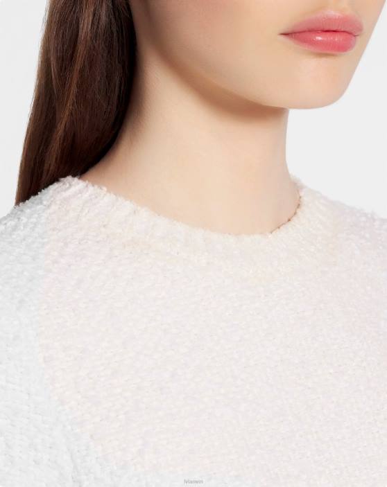 Lanvin sievietes mini izšūta kleita ar īsām piedurknēm no tvīda trikotāžas 40LF49 apģērbs ekru