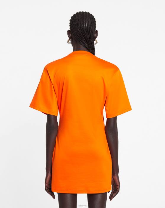 Lanvin sievietes mini scratch & sniff t-kreklu kleita 40LF64 apģērbs spilgti oranža