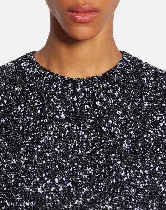 Lanvin sievietes pievilkta kakla minikleita tvīda krāsā 40LF52 apģērbs balts melns