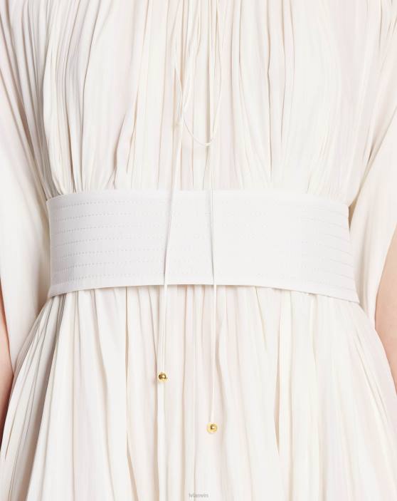 Lanvin sievietes īsa charmeuse kleita 40LF75 apģērbs gandrīz balts