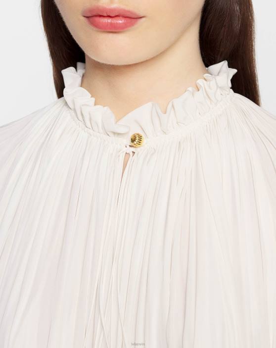 Lanvin sievietes īsa charmeuse kleita 40LF75 apģērbs gandrīz balts