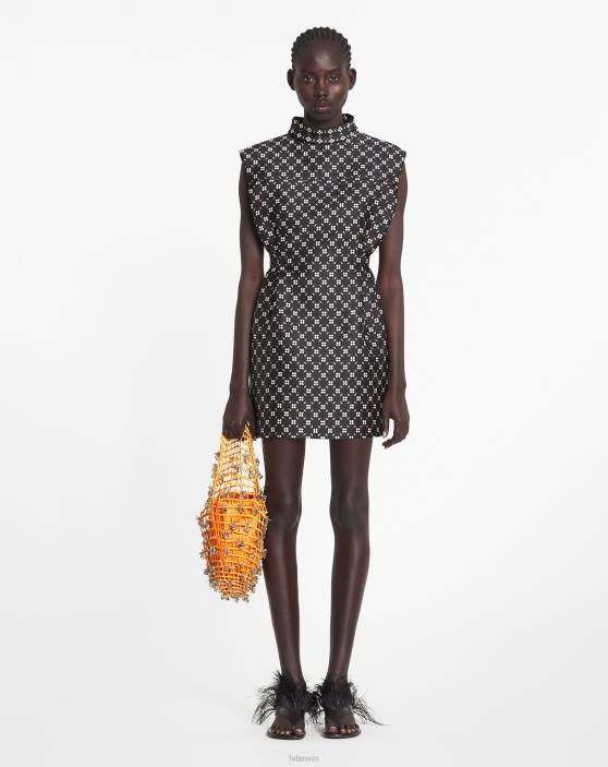 Lanvin sievietes īsa pieguļoša kleita 40LF51 apģērbs melns