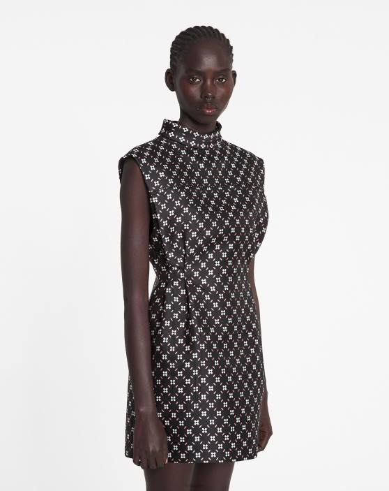 Lanvin sievietes īsa pieguļoša kleita 40LF51 apģērbs melns