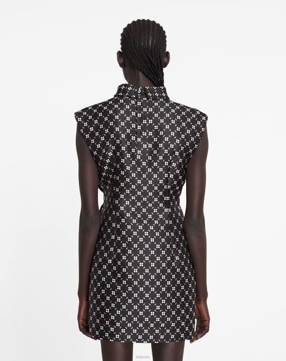 Lanvin sievietes īsa pieguļoša kleita 40LF51 apģērbs melns