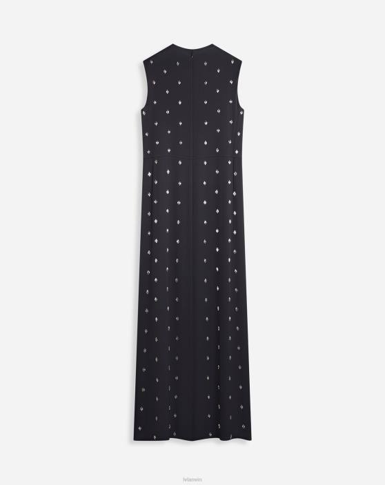 Lanvin sievietes satīna kleita bez piedurknēm 40LF42 apģērbs melns