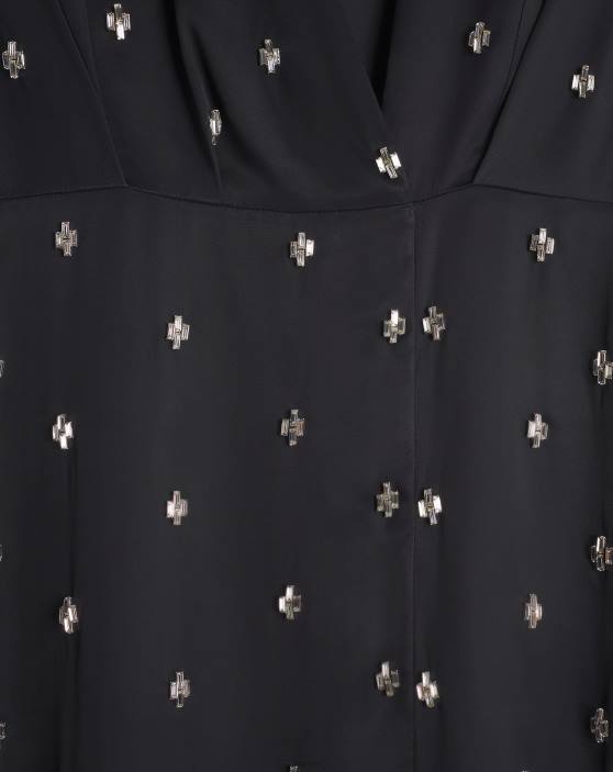 Lanvin sievietes satīna kleita bez piedurknēm 40LF42 apģērbs melns