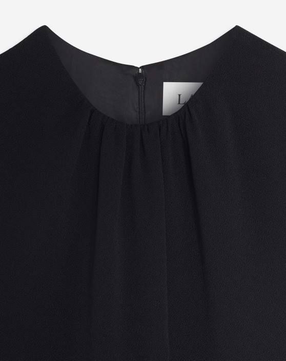 Lanvin sievietes savilkta kakla mini kleita 40LF53 apģērbs melns