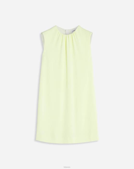 Lanvin sievietes savilkta kakla mini kleita 40LF68 apģērbs citronu