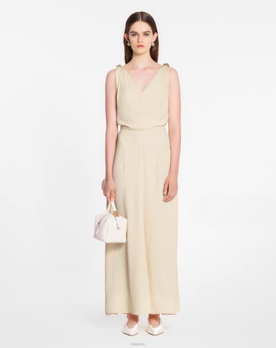 Lanvin sievietes uzliesmojoša midi kleita 40LF66 apģērbs smiltis
