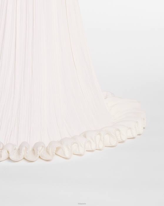 Lanvin sievietes vakarkleita šarmejas garumā līdz grīdai 40LF47 apģērbs gandrīz balts