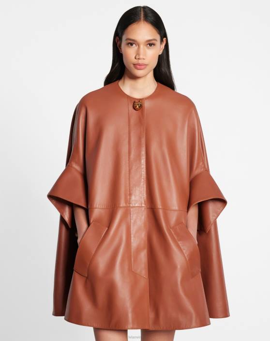 Lanvin sievietes ādas apmetnis 40LF481 apģērbs brūns