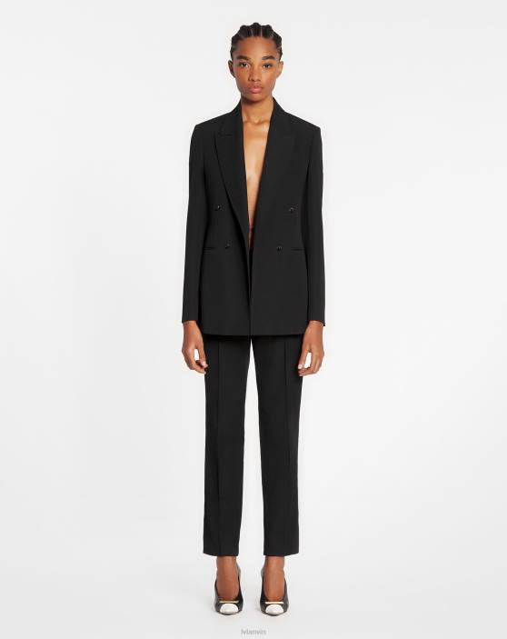 Lanvin sievietes divrindu pielāgots bleizeris 40LF475 apģērbs melns