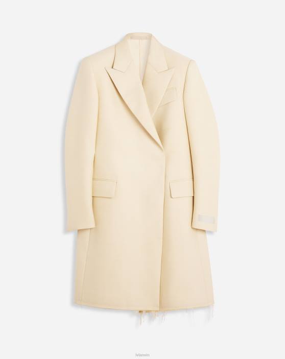 Lanvin sievietes pielāgots taisni pieguļošs mētelis 40LF473 apģērbs smiltis
