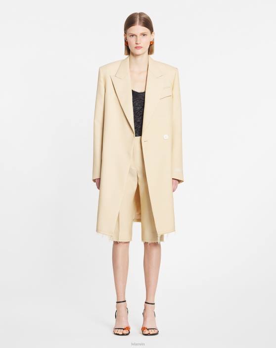 Lanvin sievietes pielāgots taisni pieguļošs mētelis 40LF473 apģērbs smiltis