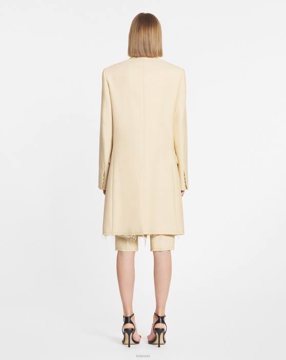 Lanvin sievietes pielāgots taisni pieguļošs mētelis 40LF473 apģērbs smiltis