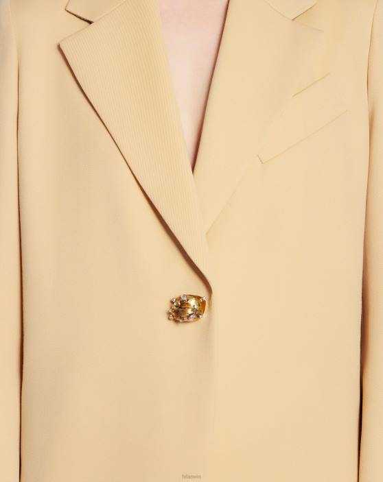 Lanvin sievietes vienrindas garens vilnas mētelis 40LF474 apģērbs olu čaumalu