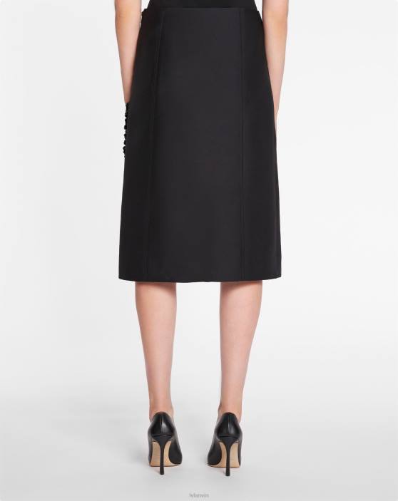 Lanvin sievietes Midi svārki no vilnas un zīda 40LF495 apģērbs melns