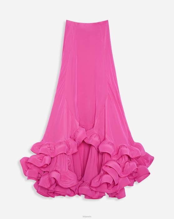 Lanvin sievietes asimetrisks charmeuse maxi svārki 40LF504 apģērbs fuksija