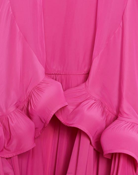 Lanvin sievietes asimetrisks charmeuse maxi svārki 40LF504 apģērbs fuksija