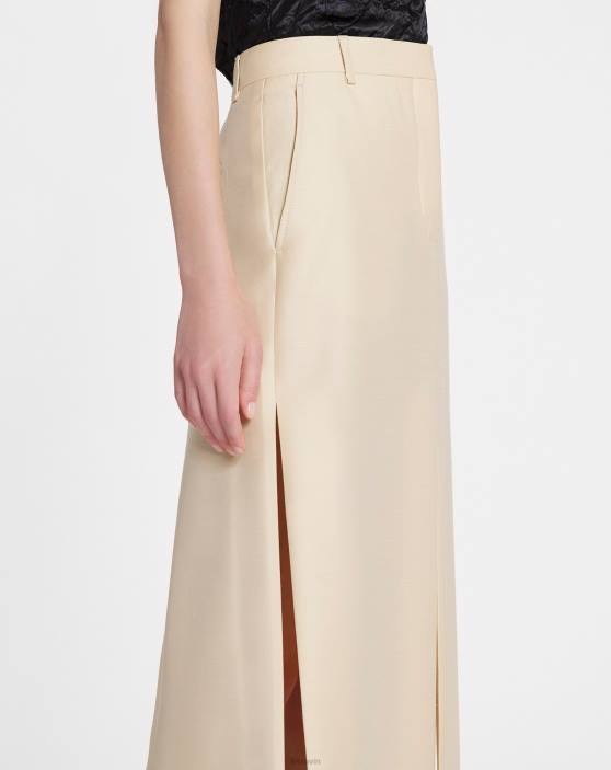 Lanvin sievietes svārki ar garu šķēlumu 40LF497 apģērbs gaiši bēšs