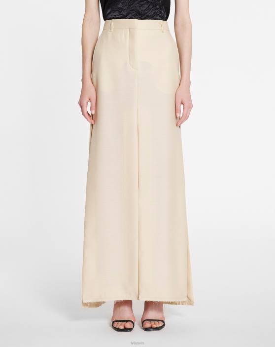 Lanvin sievietes svārki ar garu šķēlumu 40LF497 apģērbs gaiši bēšs