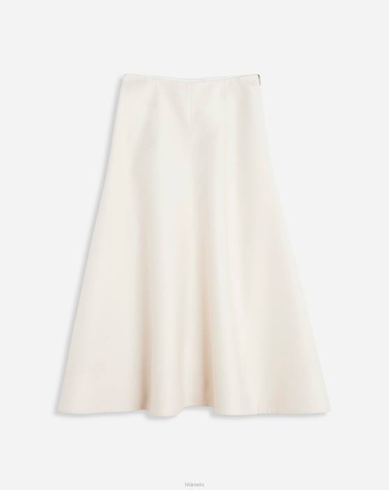 Lanvin sievietes uzliesmojoši maksi svārki no vilnas un zīda 40LF498 apģērbs gandrīz balts