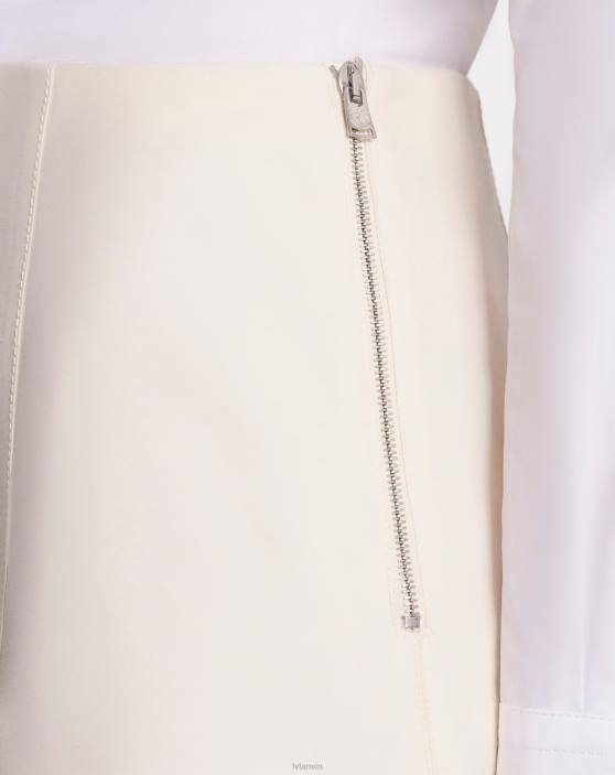 Lanvin sievietes uzliesmojoši maksi svārki no vilnas un zīda 40LF498 apģērbs gandrīz balts