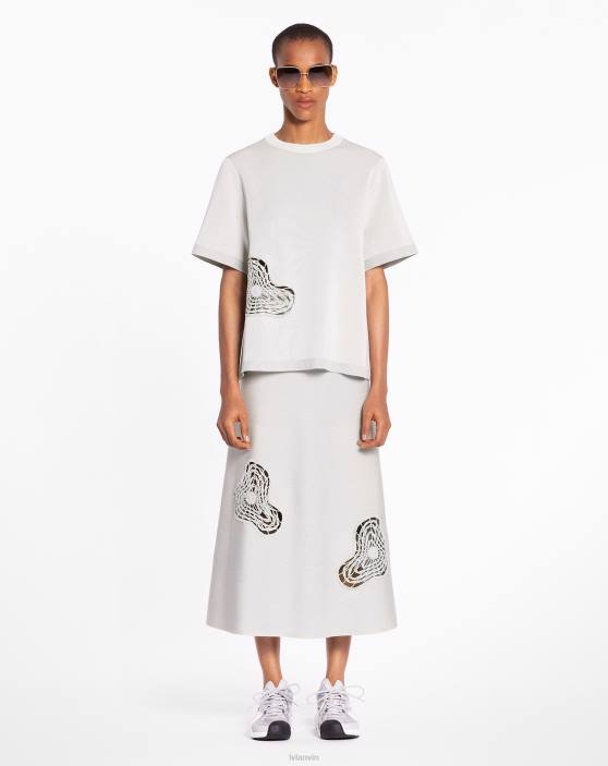 Lanvin sievietes uzliesmojoši midi svārki no viskozes un merino 40LF502 apģērbs salvija