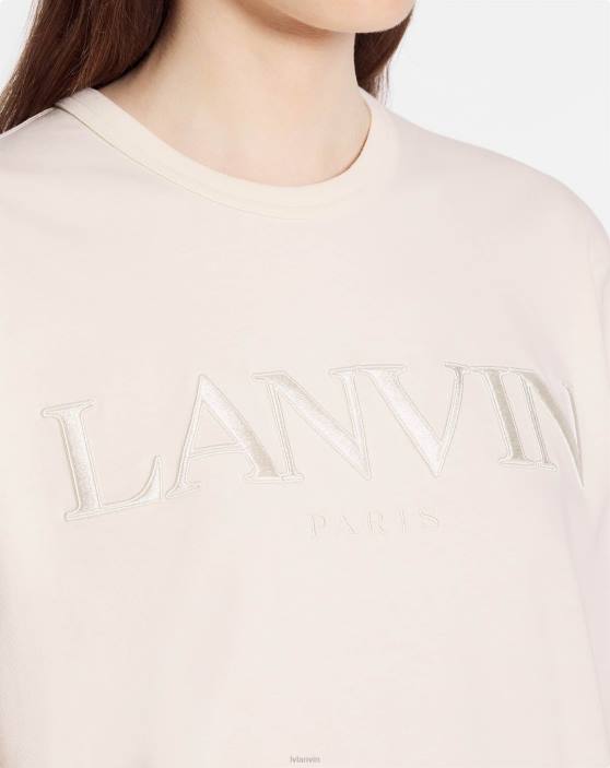 Lanvin sievietes Parīzes t-krekls 40LF105 apģērbs ekru