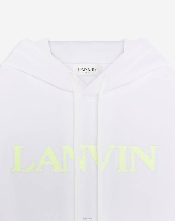 Lanvin sievietes klasiska piegriezuma kapuce no kokvilnas flīsa 40LF109 apģērbs optiski balts