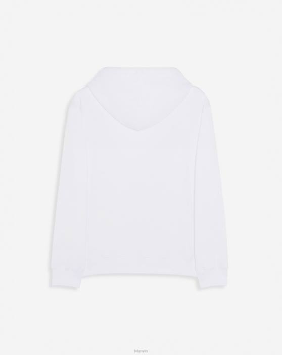 Lanvin sievietes klasiska piegriezuma kapuce no kokvilnas flīsa 40LF109 apģērbs optiski balts