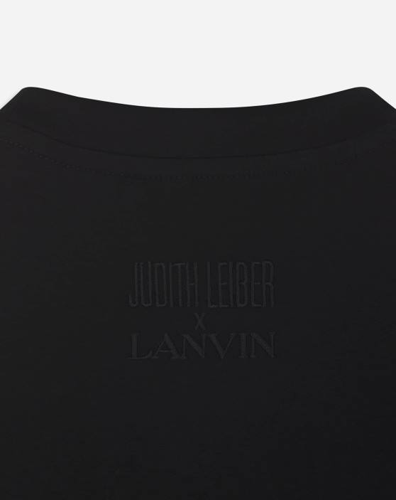 Lanvin sievietes t-krekls ar Parīzes izšuvumu 40LF113 apģērbs melns