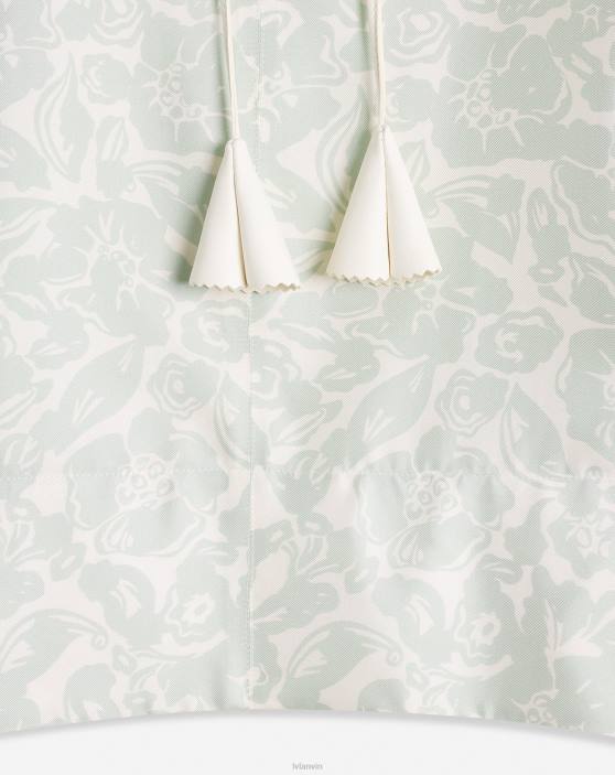 Lanvin sievietes Apdrukāta zīda tops ar atvērtu kakla elkoņu piedurknēm 40LF20 apģērbs salvija