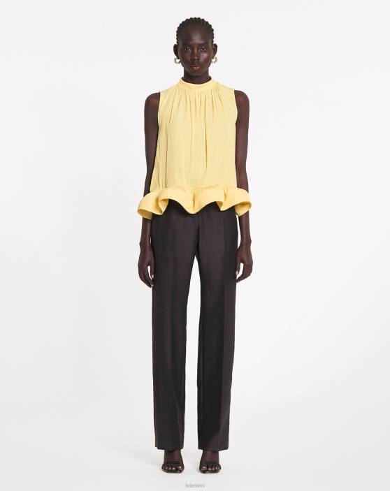 Lanvin sievietes Charmeuse žakarda tops bez piedurknēm 40LF1 apģērbs kukurūza