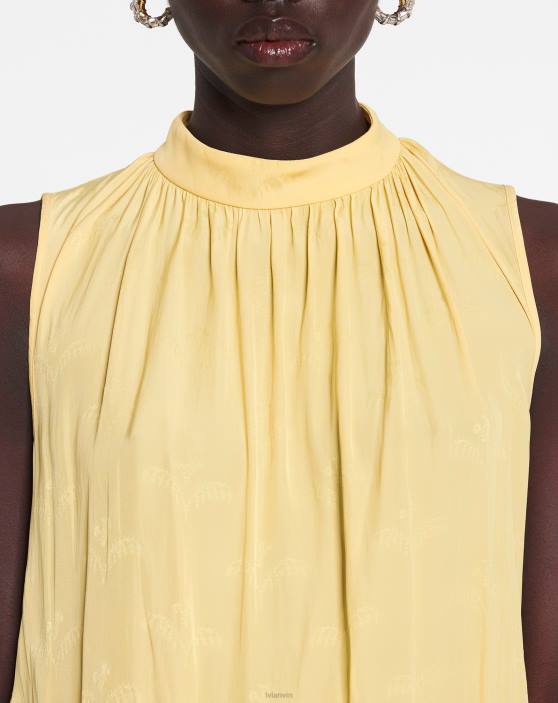 Lanvin sievietes Charmeuse žakarda tops bez piedurknēm 40LF1 apģērbs kukurūza