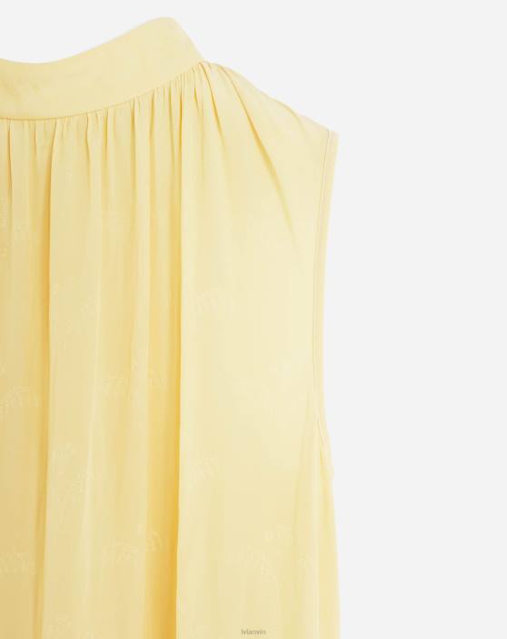 Lanvin sievietes Charmeuse žakarda tops bez piedurknēm 40LF1 apģērbs kukurūza