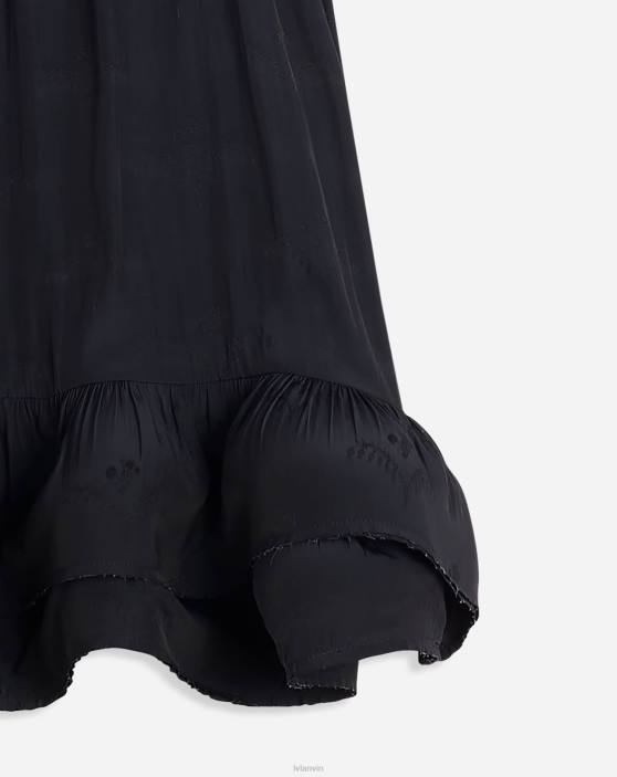 Lanvin sievietes Charmeuse žakarda tops bez piedurknēm 40LF2 apģērbs melns