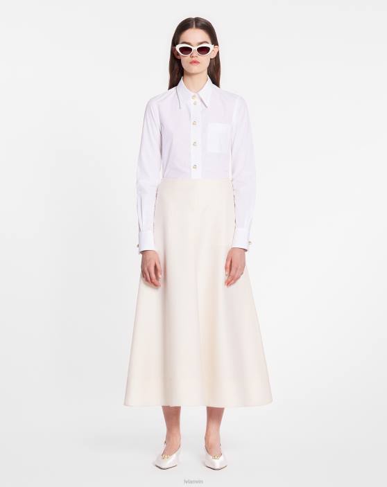 Lanvin sievietes Poplīna krekls ar garām piedurknēm 40LF21 apģērbs optiski balts