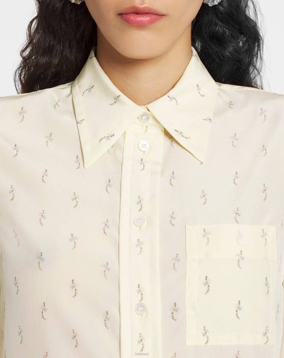 Lanvin sievietes apdrukāts klasisks krekls 40LF5 apģērbs kukurūza