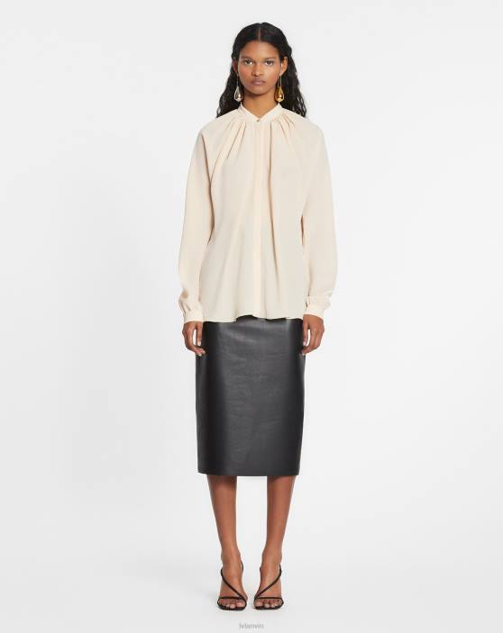 Lanvin sievietes blūze ar garām piedurknēm 40LF23 apģērbs ziloņkauls