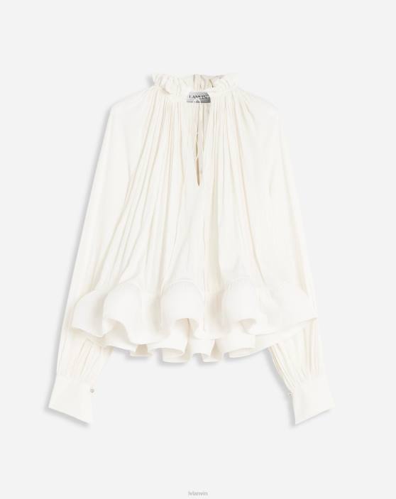 Lanvin sievietes blūze ar garām piedurknēm 40LF26 apģērbs balts