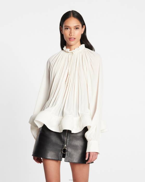 Lanvin sievietes blūze ar garām piedurknēm 40LF26 apģērbs balts