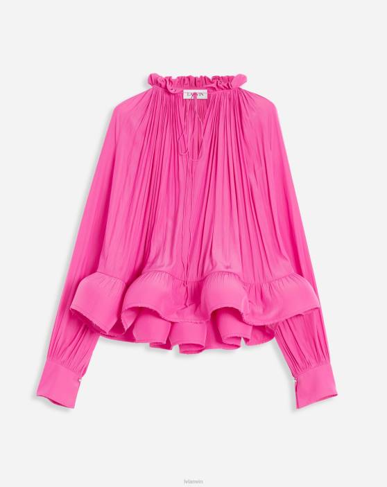 Lanvin sievietes blūze ar garām piedurknēm 40LF27 apģērbs rozā