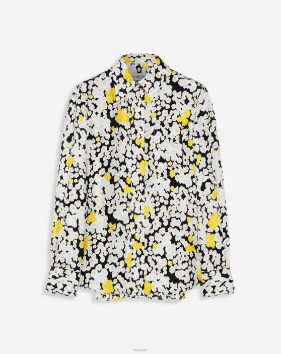 Lanvin sievietes klasisks zīda krekls ar apdruku 40LF6 apģērbs melns